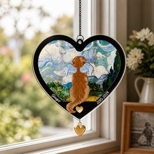 Heart Pet Memorial Suncatcher – Dog with Angel Wings, Name & Years - Personalized 1 Layered Suncatcher with Charm 7d5658df-fd4e-4f78-8aa9-27877959ca41.jpg