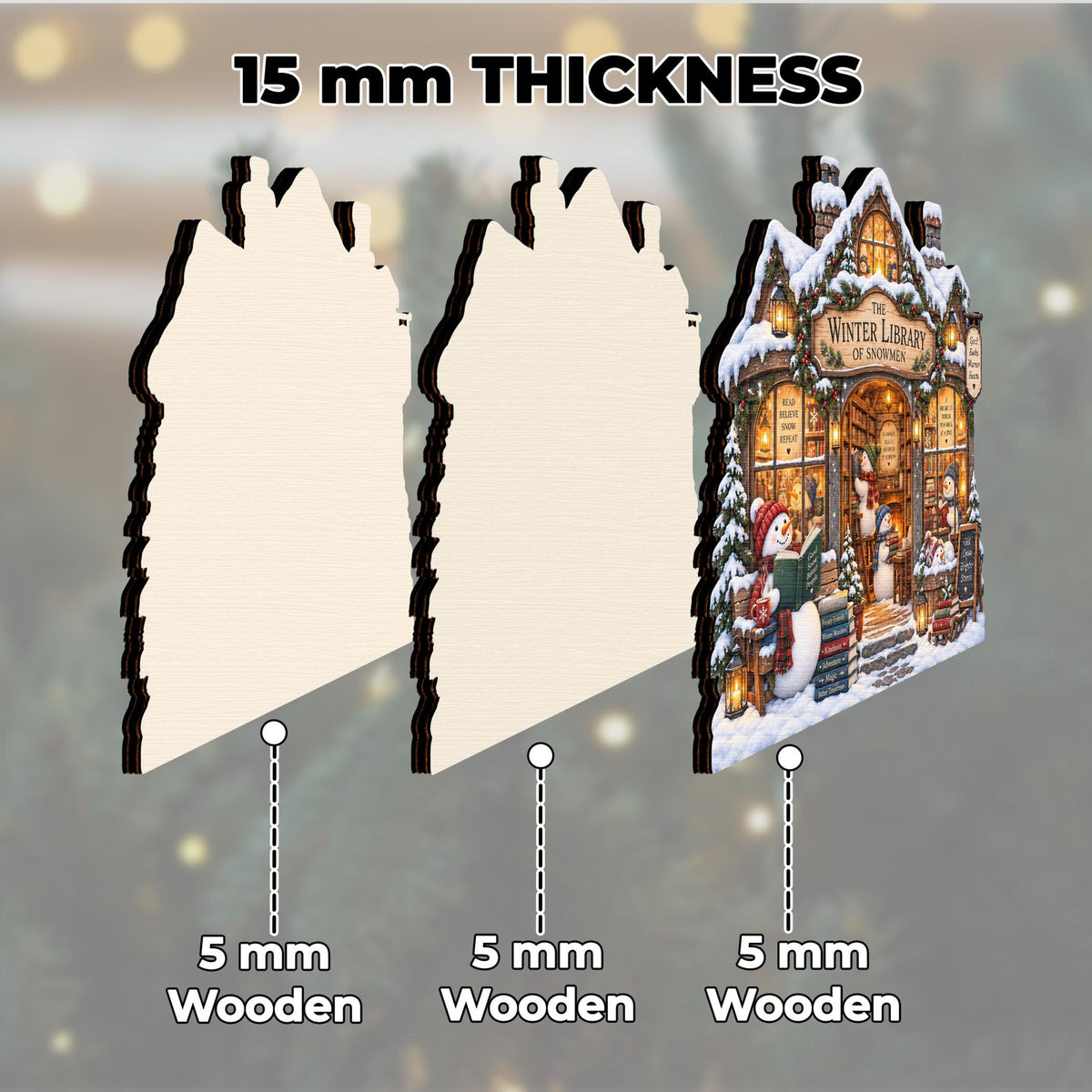 Personalized Snowman Library Wooden Block, Personalized Winter Bookshop Christmas Decor, Book Lover Shelf Sign, Reading Lover Gift 7d83677c-91b1-469e-af51-478889dd1ef0-2.jpg