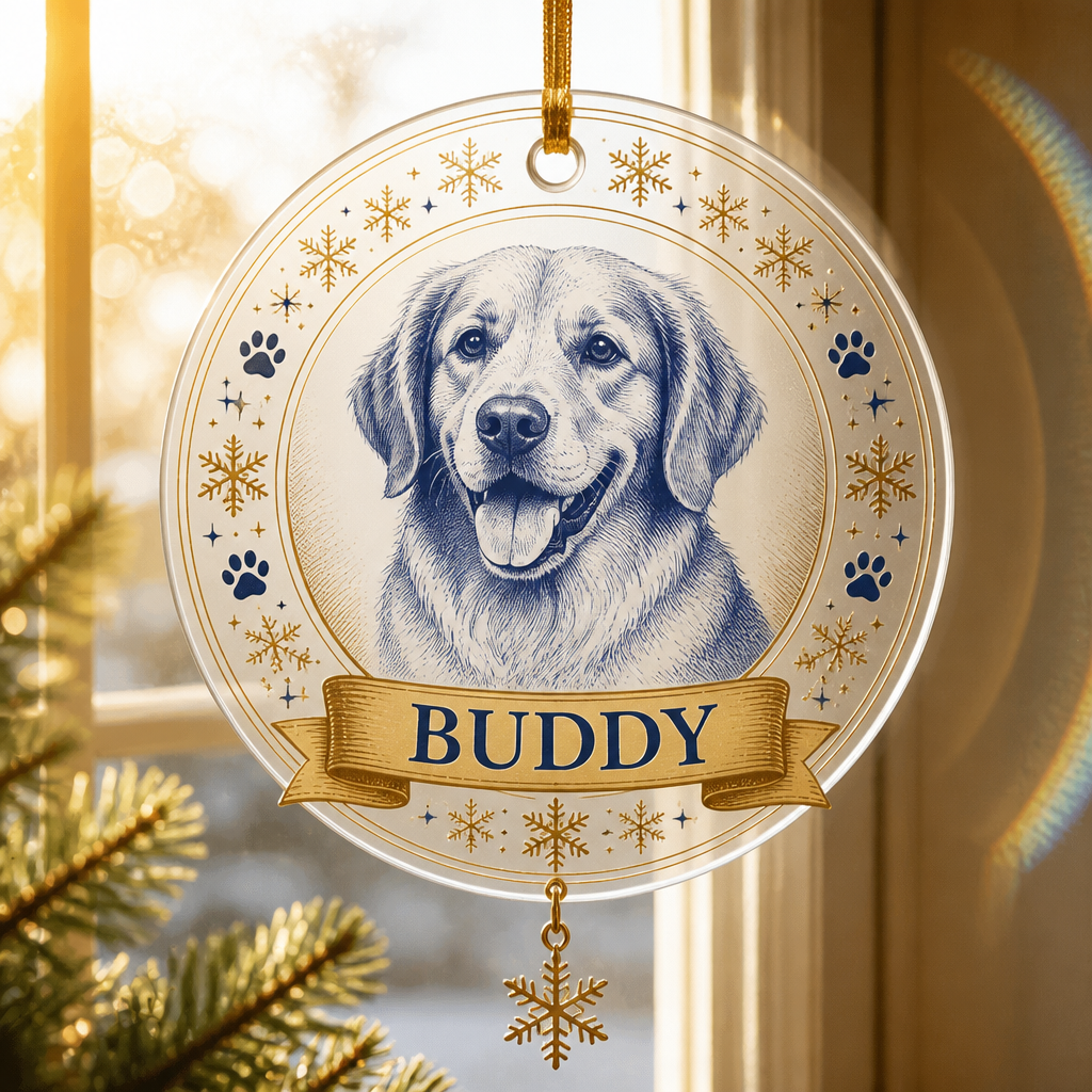 Custom Pet Portrait Ornament – Etched Wreath Banner - Personalized 1 Layered Suncatcher with Charm 7dc4578d-5a53-43a1-b1bc-35aa804d5501.png