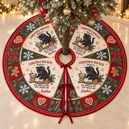 Personalized Black Cat Baker Tree Skirt: Custom Quilted Christmas Name Decor, Gift For Family, Hers 7dd2001c-e158-4850-bb22-1af8d84be529-Personalized-Quilted-Christmas-Tree-Skirt.png