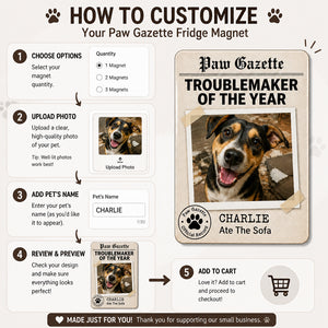 Troublemaker of the Year Pet Newspaper Magnet - Personalized Custom Shape Fridge Magnet 7dde7439-4e84-4fe9-882c-fafca8e6979c.jpg