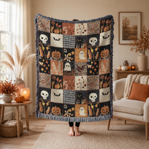 Halloween Patchwork Woven Blanket, Spooky Ghost Throw, Witchy Floral Fall Home Decor 7ddf9bad-6aed-455a-b43f-0e0316ebea68-840a55dc-76ae-4766-b18a-d8ff94dcd64c.png