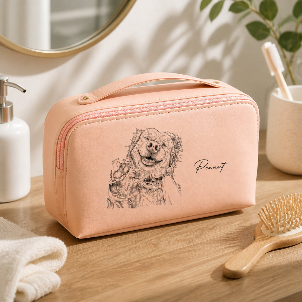 Custom Pet Portrait Toiletry Bag – Photo-to-Line Art with Name - Personalized Toiletry Bag 7de57595-d7dd-49f3-a1d0-82cf4b6fa7da.jpg