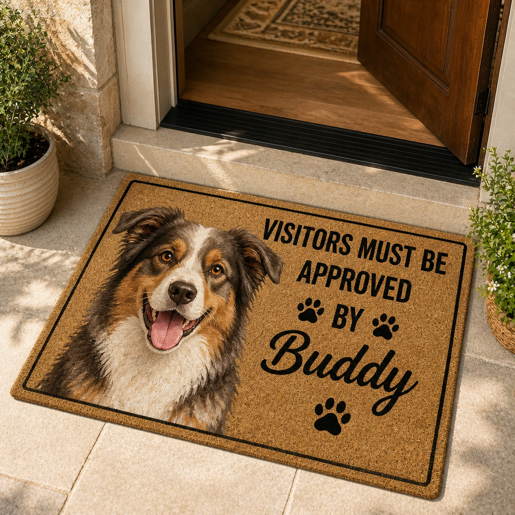 Visitors Must Be Approved By [Pet Name] Doormat - Personalized Doormat 7de90451-b631-40ba-8d34-d557952b2e3a.png