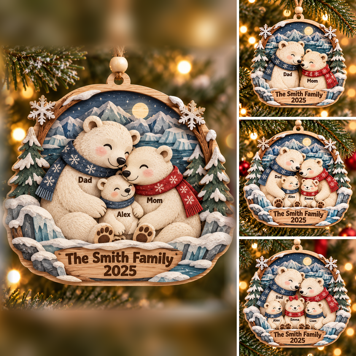 Personalized Polar Bear Family Layered Wood Christmas Ornament, Custom Family Name Ornament, Arctic Animal Family Keepsake, Christmas Gift 2026 7dffc9df-8487-4216-a19e-c1148a8dc585-polar_bear_family_options_template.png