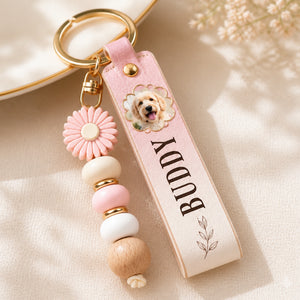Pet Photo & Name Leather Keychain with Daisy Bead - Personalized PU Leather Keychain Daisy Bead Pendant 7e0b11f2-c0c6-4806-9ba0-780c3510e225.jpg