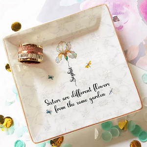 Sisters Are Flowers Mother Of Pearl - Personalized Jewelry Dish - Gift For Sisters, Besties, Friends 7e37baef-80a7-486c-afb1-e023c310b100-ban-2.png