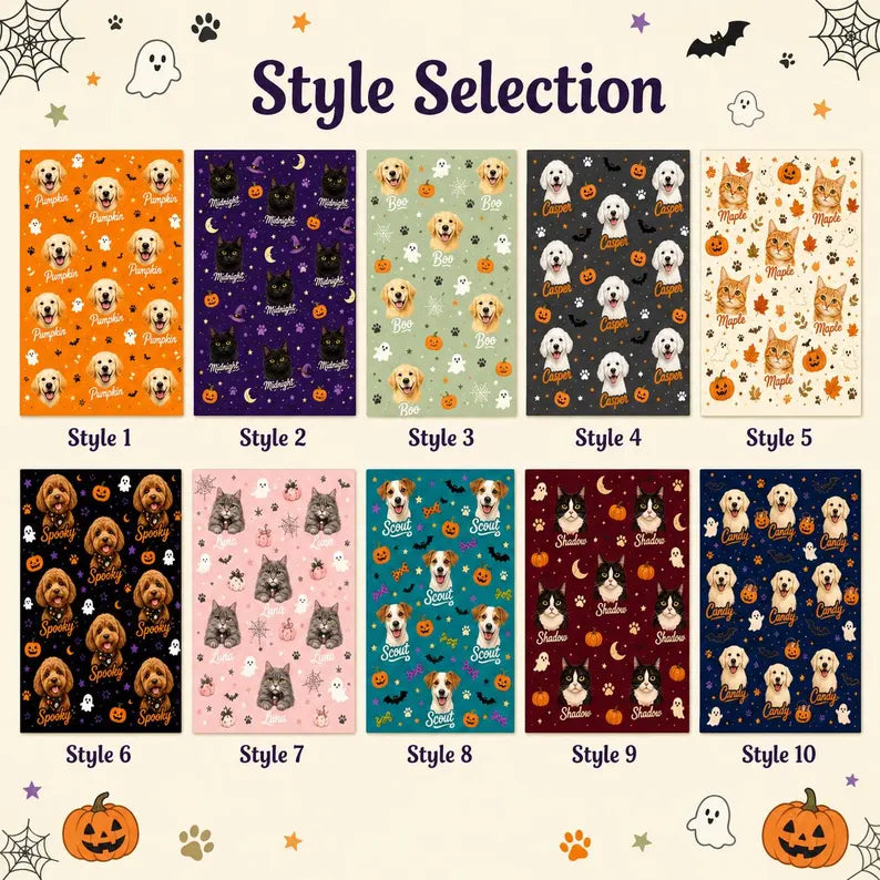 Custom Halloween Pet Photo Blanket, Personalized Dog Cat Portrait Throw, Spooky Season Decor 7e39da15-e579-4dec-a6ff-886056a65877-fdgdf-25-.webp