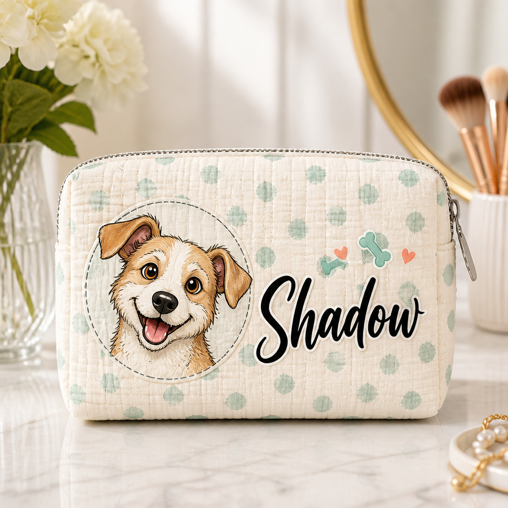 Personalized Dog Name Makeup Bag – Happy Pup Illustration - Personalized Bubble Gauze Makeup Bag 7e407f52-252f-4af2-9375-716f8a86a161.png