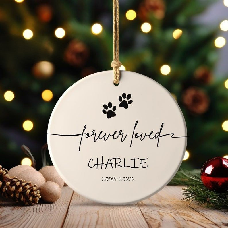Personalized Dog Memorial Ornament, Dog Loss Ornament, Pet Memorial Gifts, Dog Mom Christmas Gifts, Forever Loved, Custom Dog Ornament