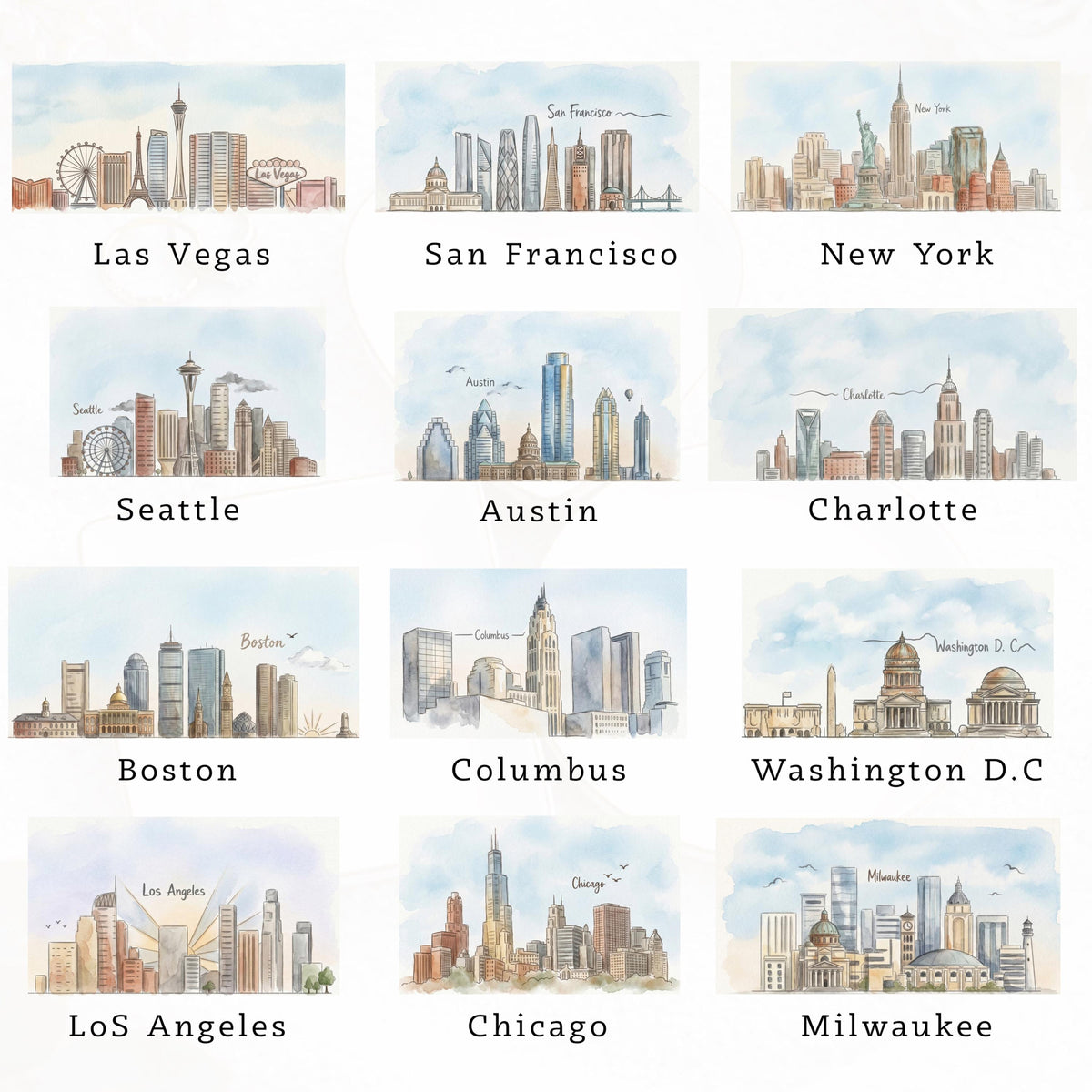 Custom Skyline Ornament l Personalized Engagement Location Gift l Watercolor Landscape Wedding Keepsake 7e5717bd-6d4f-43ee-a849-f4df700132c0-4.jpg