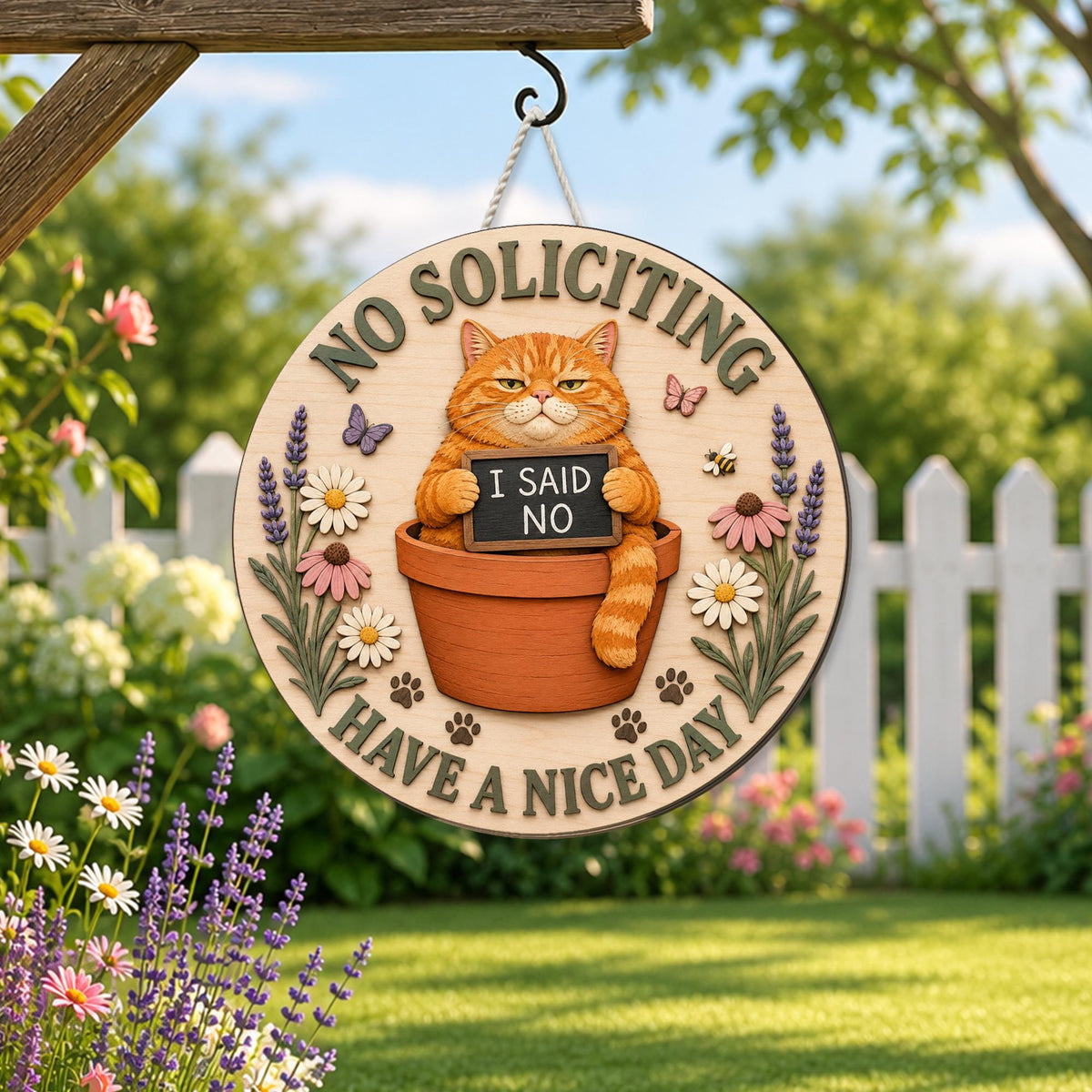 Funny No Soliciting Cat Wooden Sign, Grumpy Cat Garden Sign, Front Porch Decor, Funny Door Hanger, Outdoor Welcome Sign 7e6fc853-7aac-43d0-bd74-10dd563843b4-1.jpg