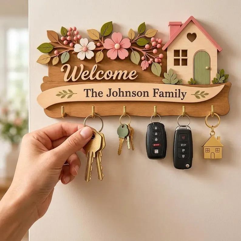 Personalized Wooden Key Holder for Wall, Layered Family Key Hanger, Custom Entryway Organizer, Housewarming Gift, Welcome Home Decor 7e70f6d8-b566-4bbf-83fe-7b0fba3b8d8d-ftj-1-.webp