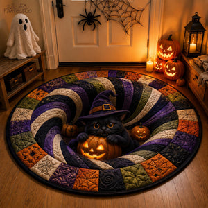 3D Halloween Black Cat Round Rug, Cute Witch Cat Optical Illusion Carpet, Spooky Pumpkin Quilted Floor Mat, Fall Decor Cat Lover Gift 7e7ca63f-dc33-4d9a-b96e-409da7971883-2.jpg