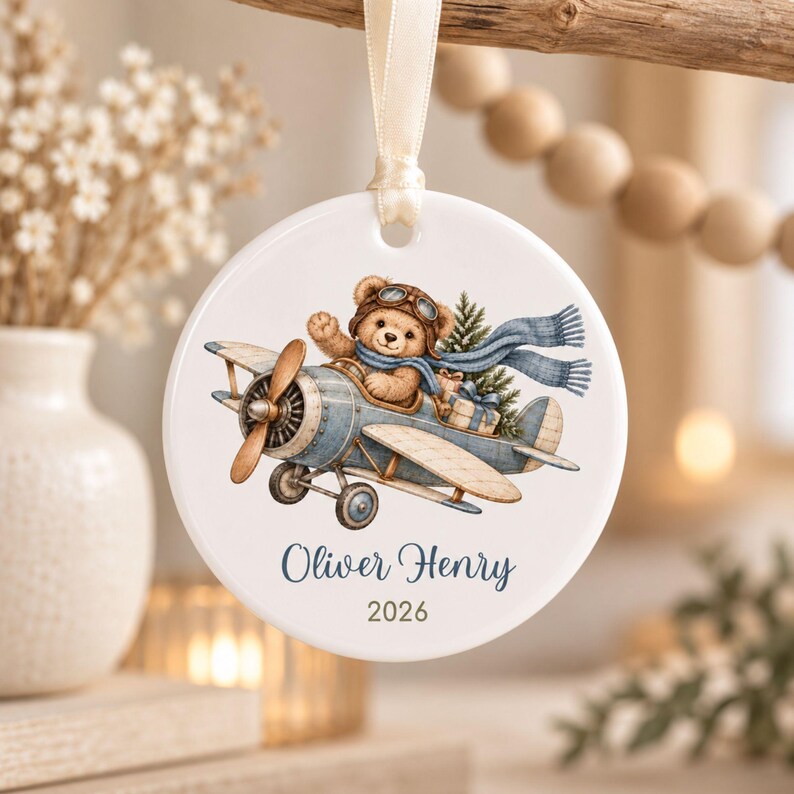Personalized Airplane Christmas Ornament, Teddy Bear Pilot Ceramic Custom Name Keepsake, Future Pilot Aviation Gift for Airplane-Loving Kids 7e81ce5f-fac8-45b6-a8d8-abf09437c45e-sdgt-1-.jpg