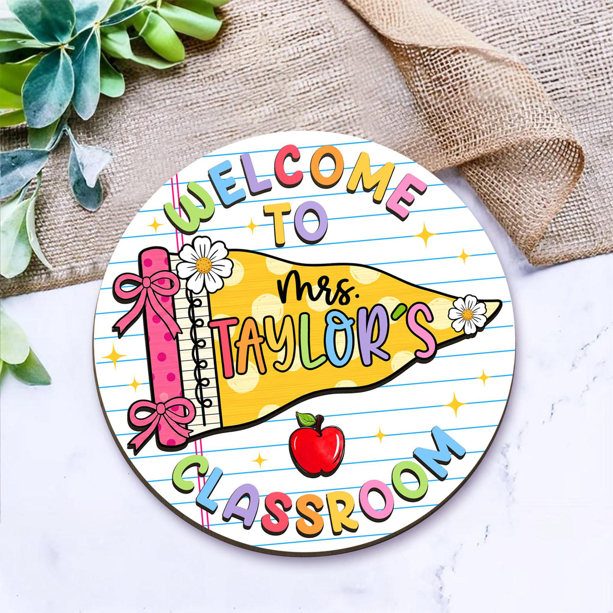 Personalized Teacher Door Hanger, Custom Teacher Name Sign, Pennant Flag Classroom Door Sign, Classroom Decor, Teacher Gift, Back To School 7e91f322-22d8-4bb3-98a6-73be0bd1cab2-5.jpg