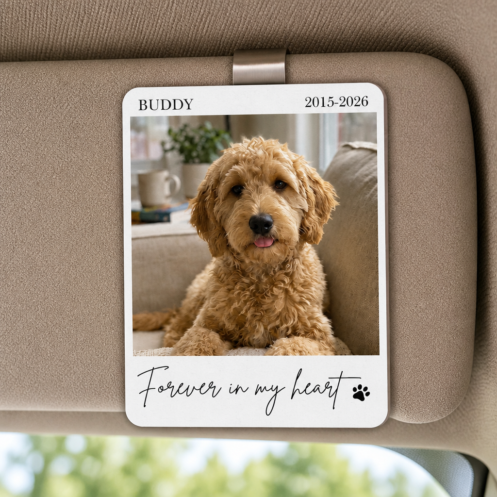 Custom Pet Memorial Car Visor Clip – Photo, Name & Years - Personalized Car Visor Clip 7e940b00-c994-4dd6-8c2f-0be6ed12404e.png