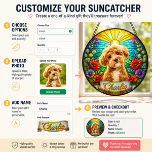 Custom Pet Photo Stained-Glass Suncatcher – Floral Sunrise - Personalized Suncatcher Stained Glass 7ea2a575-9994-47f7-89de-96bcb8008c9f.jpg