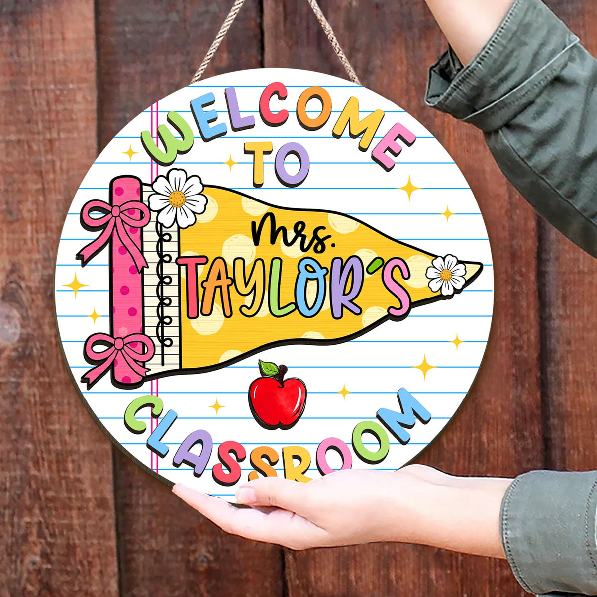 Personalized Teacher Door Hanger, Custom Teacher Name Sign, Pennant Flag Classroom Door Sign, Classroom Decor, Teacher Gift, Back To School 7ebaac61-f309-4c82-9756-873ee797eea9-3.jpg