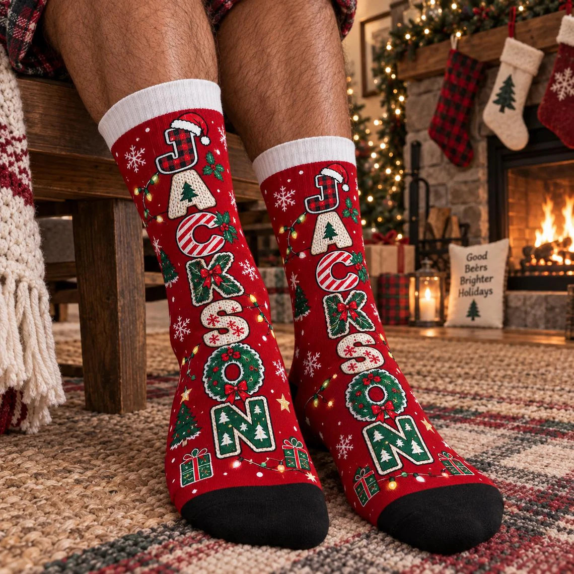 Personalized Name Christmas Socks, Custom Letter Holiday Socks 7ec10173-b322-43fd-bf72-22a9a472af63-1.webp