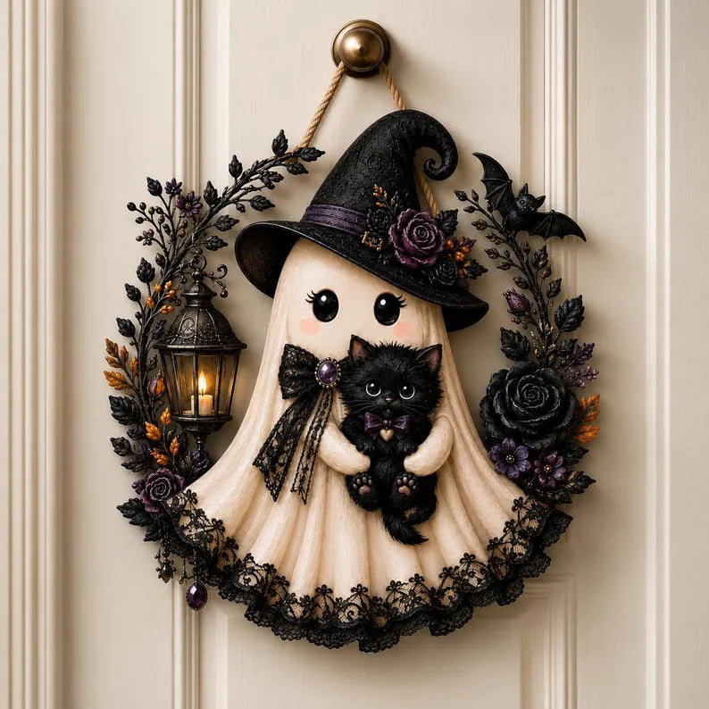 Halloween Ghost Door Hanger, Witch Ghost With Black Cat Wooden Door Sign, Spooky Fall Wall Decor With Jute Twine 7edc0ab1-524c-45bf-9a67-3aa993bb6e1f-tyio9pfd-2-.webp