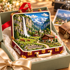 Personalized 3D Lauterbrunnen Valley Suitcase Christmas Ornament – Switzerland Travel Souvenir & Gift for Swiss Alps Lovers 7efbb9eb-5870-4b48-a4d2-03dda79462a5-Lauterbrunnen-Alpine-Suitcase-Ornament-1.png