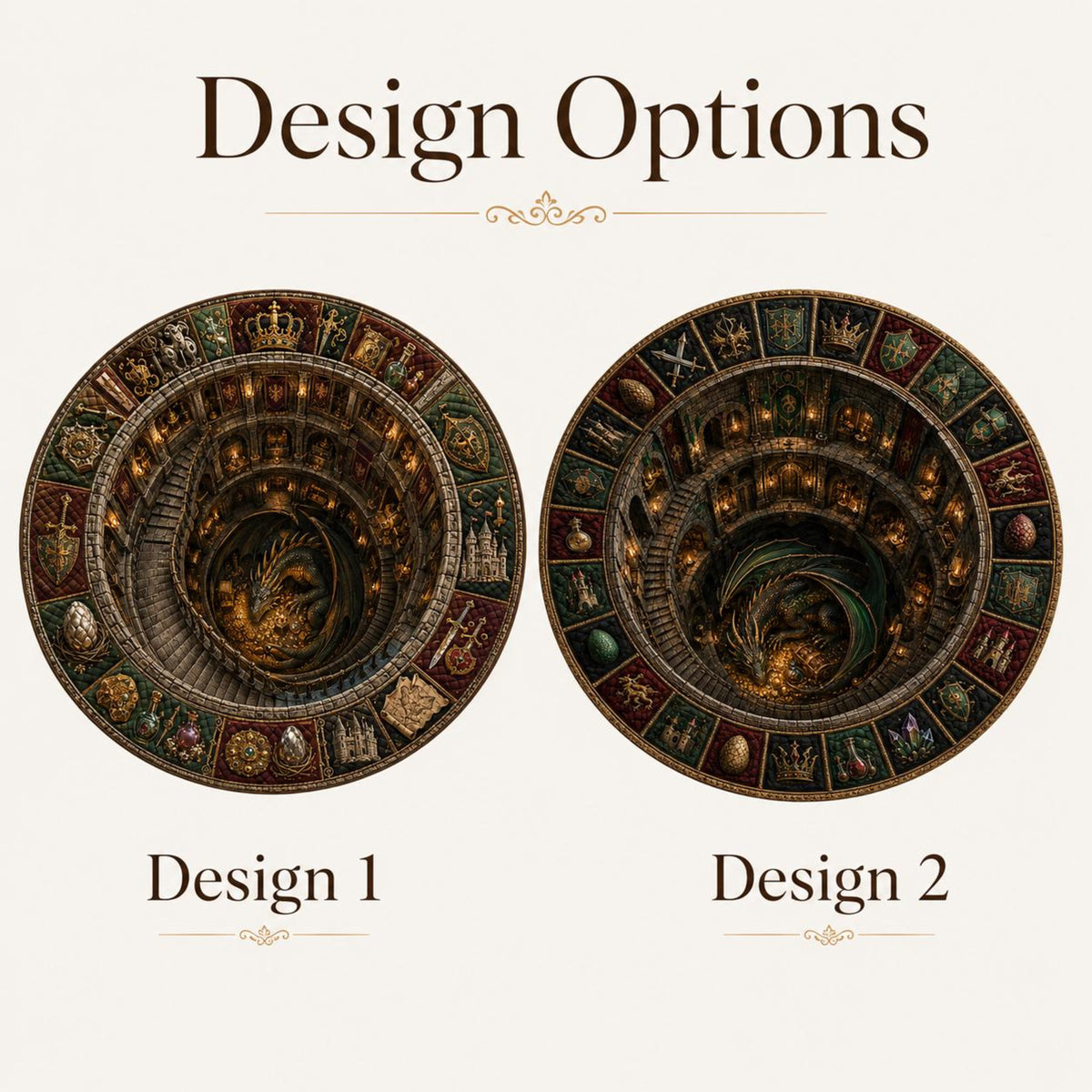Dragon Fantasy Round Rug, 3D Illusion Medieval Castle Floor Mat, Dragon Lair Dungeon Rug, Gothic RPG Home Decor 7efce486-c5f5-468e-8b5e-8c51dec3ba8b-2.jpg