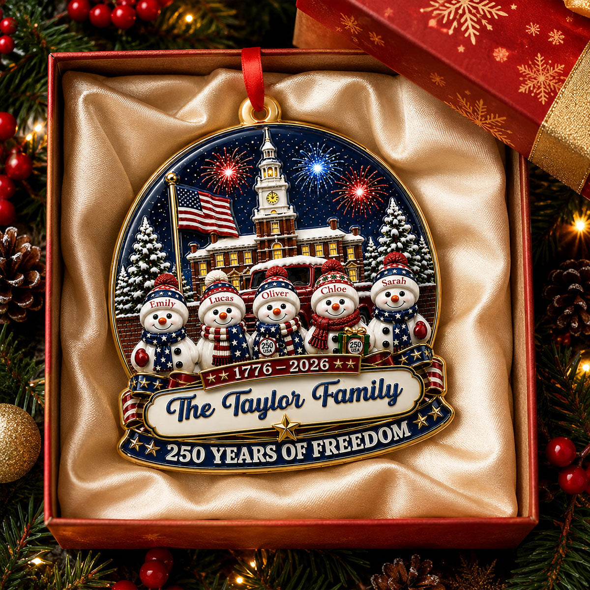 America 250 Snowman Family Christmas - Proud Family Ornament - Real 3D Raised Ornament 7f02b058-8330-4716-8577-bacc2c235395-3-7-.jpg
