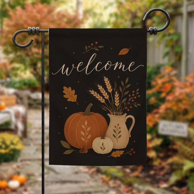 Welcome Fall Garden Flag, Pumpkin Welcome Flag, Autumn Porch Decor, Farmhouse Harvest Yard Flag, Rustic Outdoor Seasonal Flag 7f08147d-ef2d-417e-b4fe-20e682d472bf-ghgh-3-.jpg