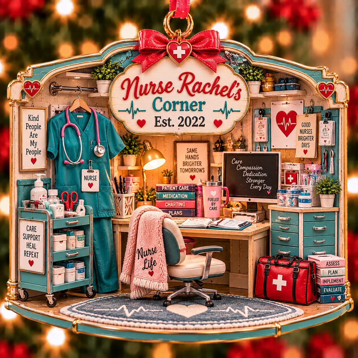 Personalized Nurse Corner Christmas Ornament – Custom Name & Year, Nurse Appreciation Gift, RN Christmas Gift for Her, Nursing Graduation Keepsake 7f1d4573-2878-4547-8d9b-1a686f8ecfa4-Nurse-Rachel-s-Festive-Corner.png
