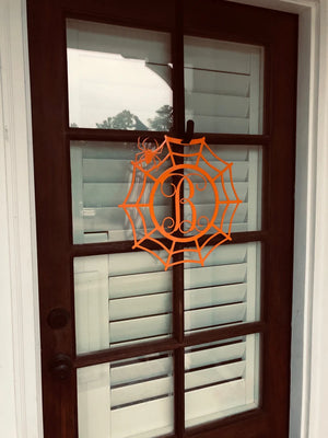 Spider web Custom Monogram Metal Sign, Halloween Door Hanger, Halloween Decor, Fall Decor, Fall Wreath, Halloween Sign, Metal Art 7f36b79b-c6b3-4380-9377-acc9e2d12e39-d-wrew.webp