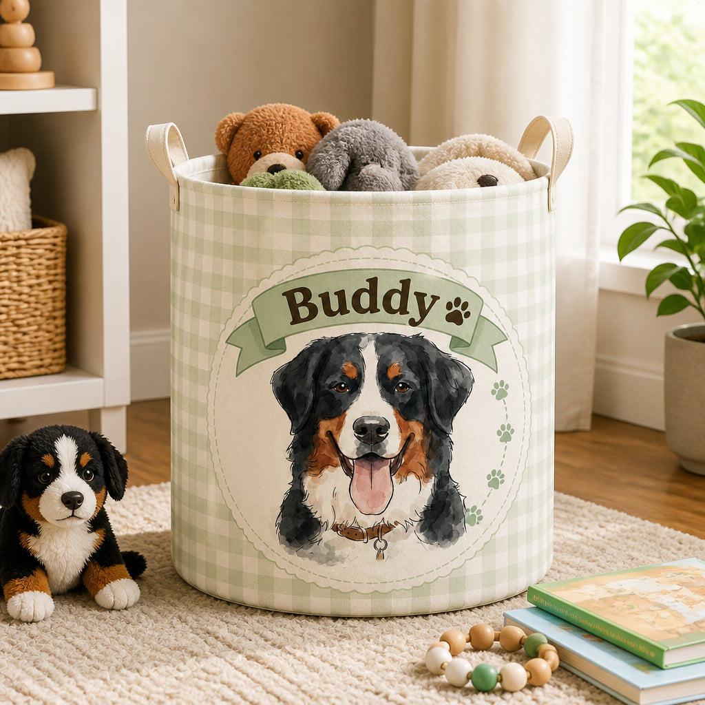 Custom Pet Portrait Storage Bag – Watercolor Gingham with Name - Personalized Storage Bag 7f7b4782-f2e1-442b-aebe-52f7eddba86a.jpg