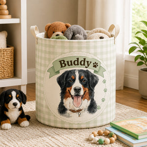 Custom Pet Portrait Storage Bag – Watercolor Gingham with Name - Personalized Storage Bag 7f7b4782-f2e1-442b-aebe-52f7eddba86a.jpg
