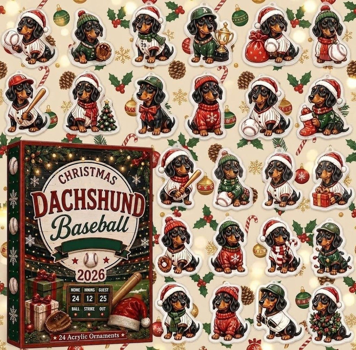 Dachshund Advent Calendar 2026, 24 Day Xmas Countdown Decor, 2D Dog Ornament Set, Christmas Holiday Tree Decor, Gift for Dachshund Lover Abagael Tatiana 7fd52726-aa64-4773-b918-ad9f6bf16dae-il_1588xN.8575992122_evlx.jpg