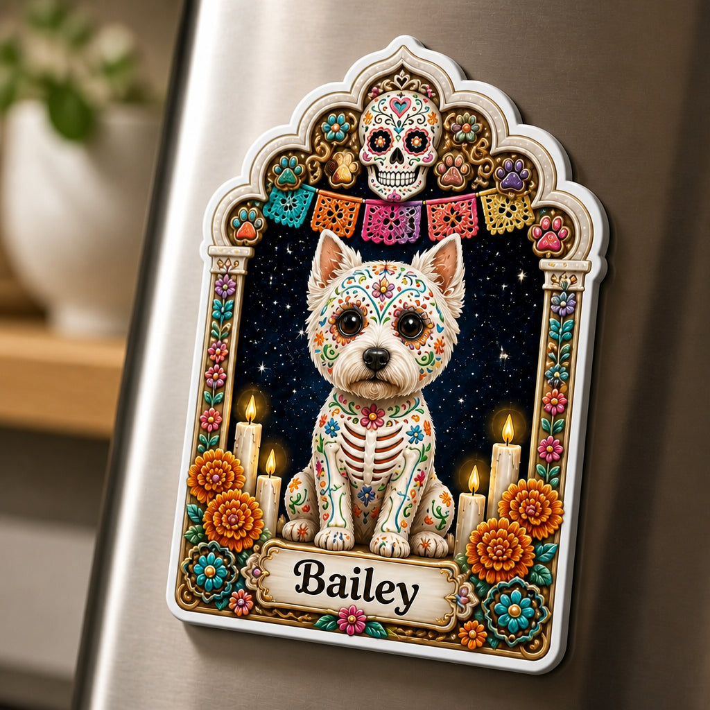Day of the Dead Pet Portrait Fridge Magnet – Photo + Name - Personalized Custom Shape Fridge Magnet 7fe2c2d1-8093-426c-9920-679c87007482.jpg