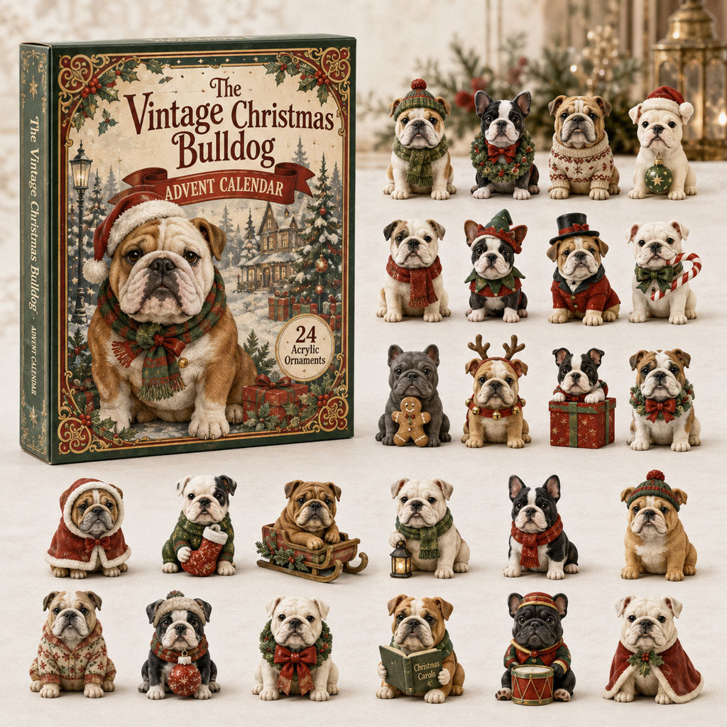 The Vintage Christmas Bulldog Advent Calendar 2026 - 24-Day Festive Countdown, Acrylic Charms Blind Box - Gift For Bulldog Lovers 7fef8986-09d8-4111-996c-544188a7d08b-christmas-bulldog.jpg