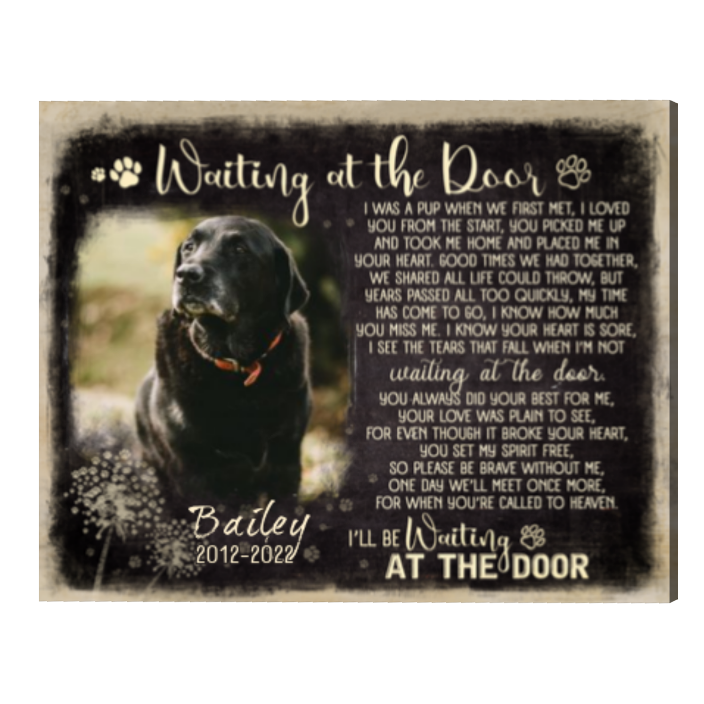 Sympathy Gifts For Loss Of Dog, Black Lab Gifts, Waiting At The Door Canvas