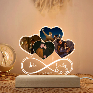 Infinity Love Heart Balloons Custom Photo - Personalized 3D LED Light - Gift For Couple