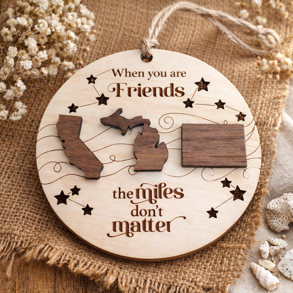 The Miles Don't Matter - Personalized Layered Wooden Ornament - Christmas Gift For Family & Friends