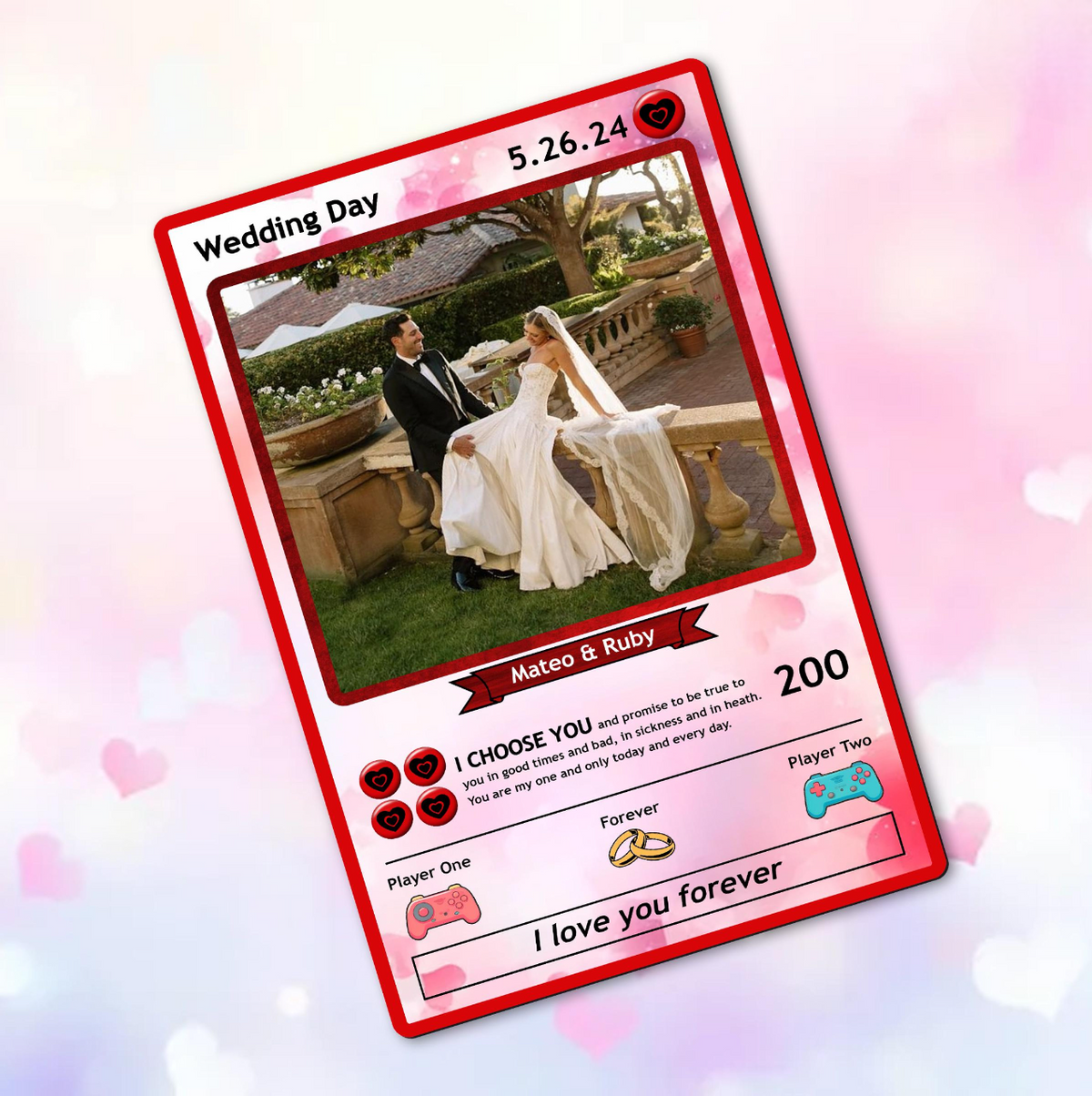 Custom Photo Anniversary Poke Card, Gift for Him, Wedding Photo Card, Anniversary Gift, Couple Gift