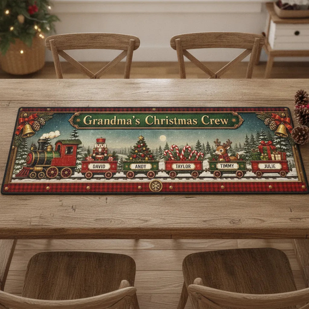 Christmas Train Family - Personalized Runner Rug