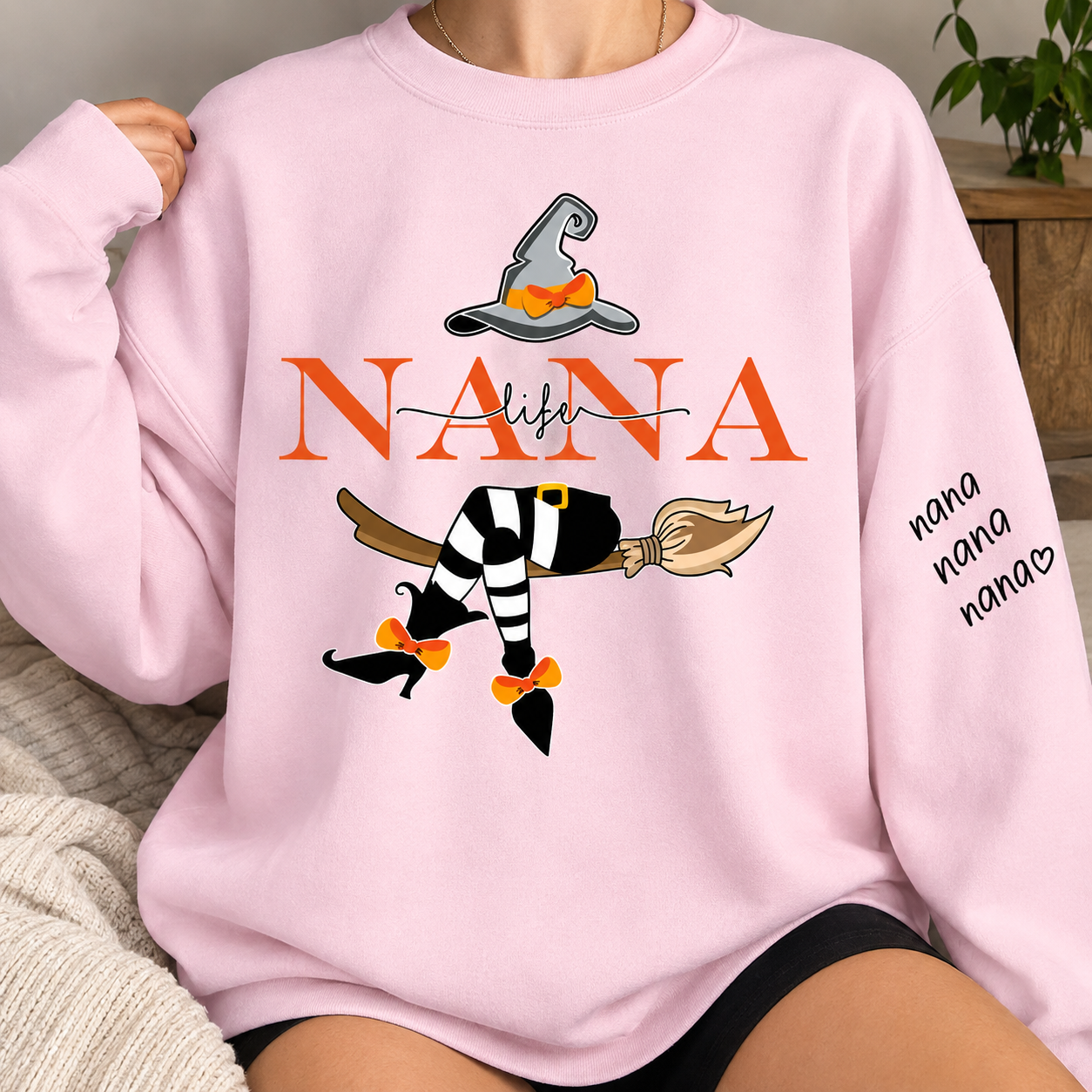 Grandma Life Witch Sweatshirt - Personalized Sweatshirt - Halloween Gifts 8038517b-de69-4122-997e-c43fedab37c1-Baner.png