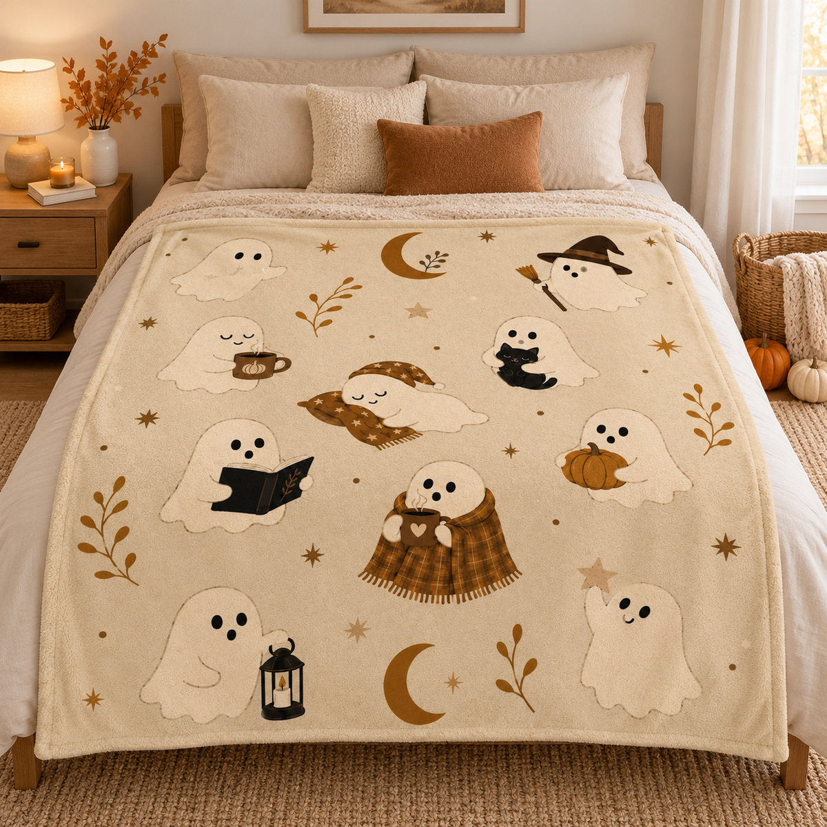 Cute Ghost Halloween Blanket, Cozy Halloween Throw Blanket, Neutral Beige Ghost Decor, Spooky Season Plush Blanket, Fall Couch Blanket Gift 80574f3c-b155-4772-ac94-33515adee51c-73e41ff5-52fd-4918-b6d0-eba52da98620.png