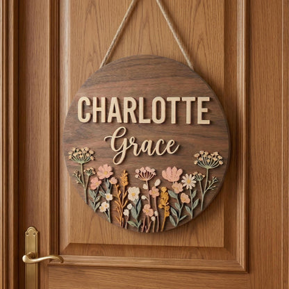 Custom Wildflower Nursery Name Sign, Personalized Round Wooden Plaque with Pastel Floral Design, Boho Baby Girl Room Decor, Newborn Gift 808bf786-29eb-4094-9897-90892c5e0fe5-banner-7.jpg