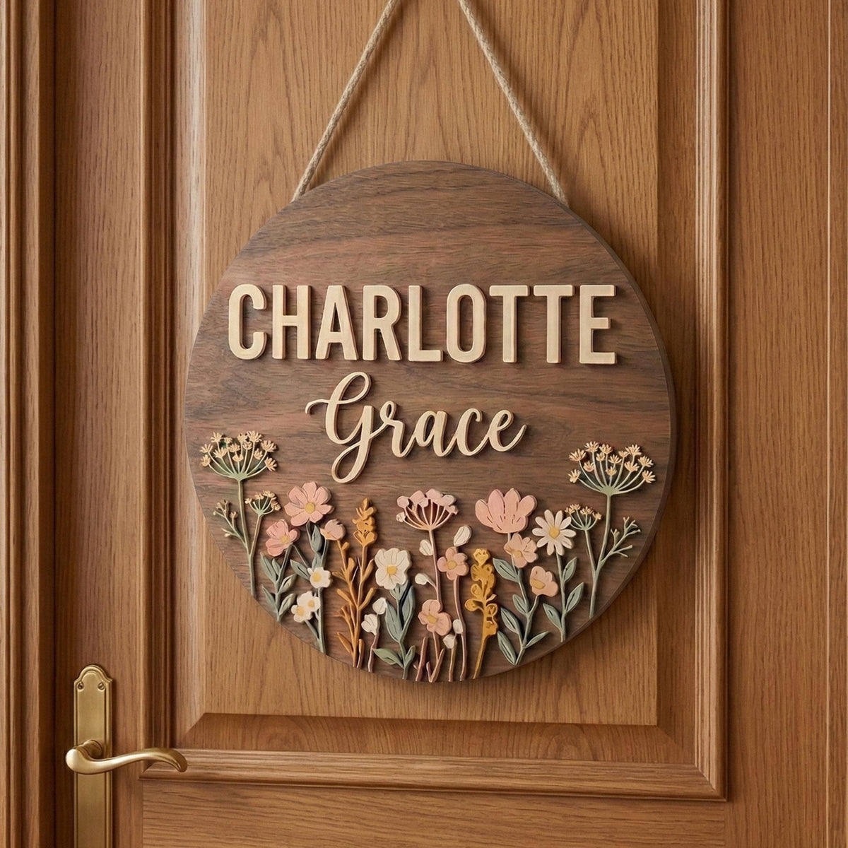 Custom Wildflower Nursery Name Sign, Personalized Round Wooden Plaque with Pastel Floral Design, Boho Baby Girl Room Decor, Newborn Gift 808bf786-29eb-4094-9897-90892c5e0fe5-banner-7.jpg