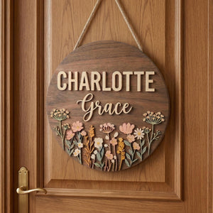 Custom Wildflower Nursery Name Sign, Personalized Round Wooden Plaque with Pastel Floral Design, Boho Baby Girl Room Decor, Newborn Gift 808bf786-29eb-4094-9897-90892c5e0fe5-banner-7.jpg