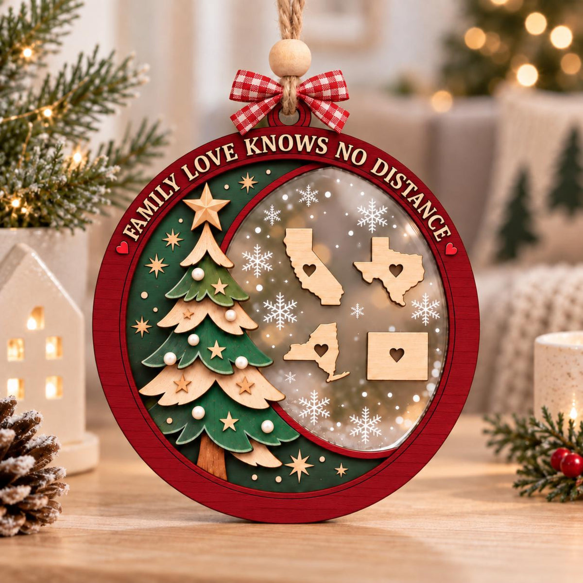 Personalized Long Distance Family Ornament, Custom State to State Christmas Ornament, Family Love Knows No Distance Keepsake Gift 808c1b3c-8901-4300-91ef-f78f923b6769-5.jpg