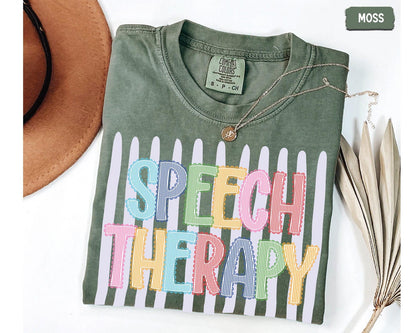 Speech Therapy Shirt: Faux Seersucker Lace SLP SLPA Shirt, Stripe Sped Teacher Shirt, Speech Language Pathologist Tee, Back To School Gift 808c510f-1cee-4c78-a5a4-c79818859873-7.jpg