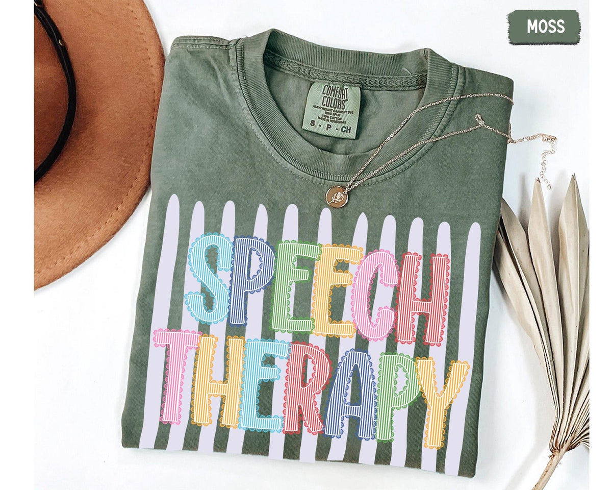 Speech Therapy Shirt: Faux Seersucker Lace SLP SLPA Shirt, Stripe Sped Teacher Shirt, Speech Language Pathologist Tee, Back To School Gift 808c510f-1cee-4c78-a5a4-c79818859873-7.jpg