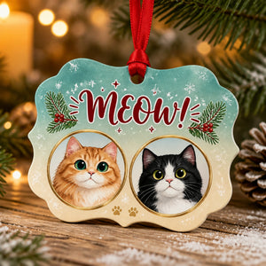 Meow Custom Cat Portrait Ornament – 2 Pets - Personalized Shape Ornament 8098db06-a15d-46de-90c9-83586becab8c.jpg